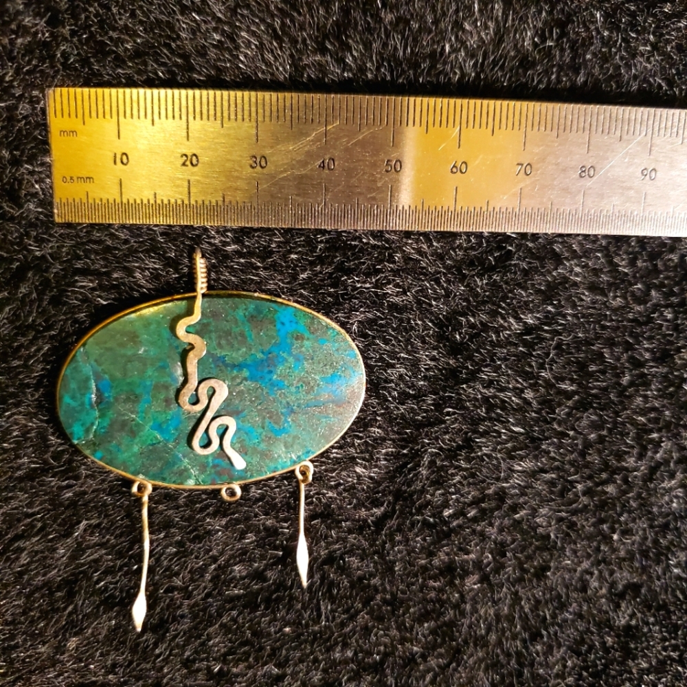 Vintage turquoise snake pendant
